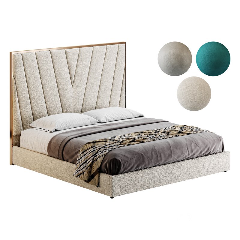 Grayish Upholstered luxury King Size Bed