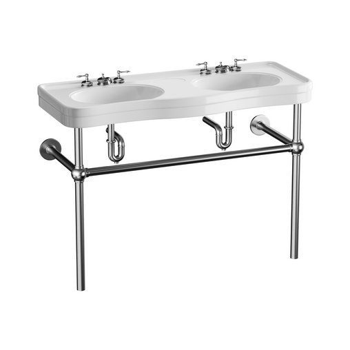 White Console Sink Double Deluxe with Black Nickel Bistro Legs 3d model Download  Buy 3dbrute