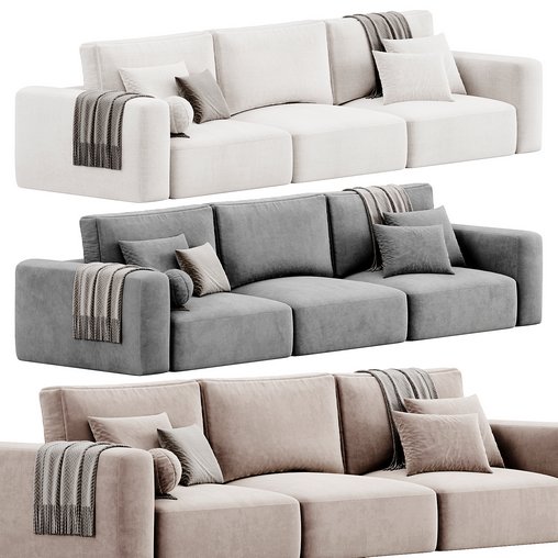 Lionel Three Seater Sofa By Weilai Concept 3d model Download  Buy 3dbrute