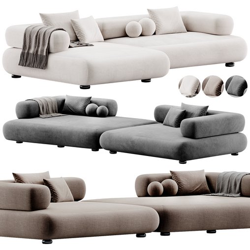 Cholet Sectional Sofa By Hessentia Cornelio Cappellini 3d model Download  Buy 3dbrute