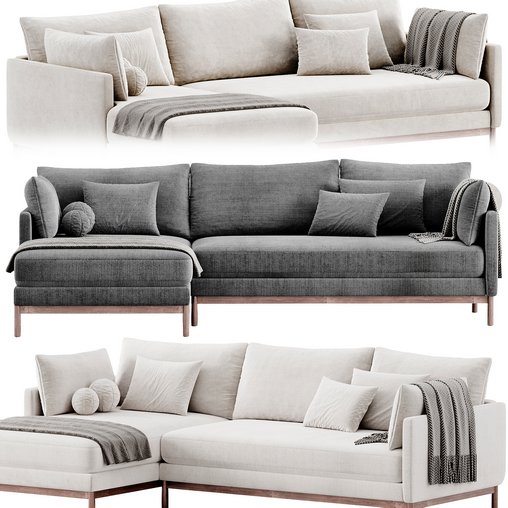 Hargrove Corner Sofa By West Elm 3d model Download  Buy 3dbrute