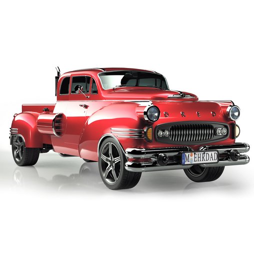 DRED Retro Pickup car 3d model Download  Buy 3dbrute