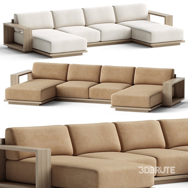 Mallorca Wood Double-Chaise Sofa