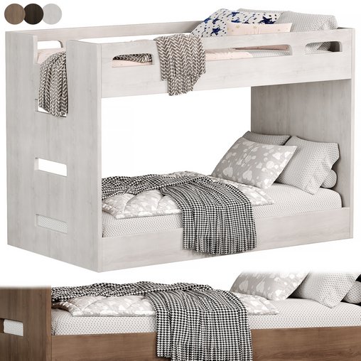 Abridged White Glaze Low Twin Kids Bunk Bed by crateandbarrel 3d model Download  Buy 3dbrute