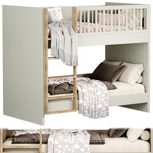 Finn Sage Green Wood Kids Bed by crateandbarrel 3d model Download  Buy 3dbrute