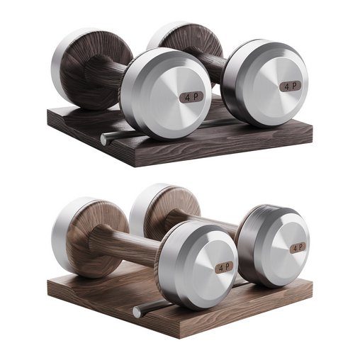 COLMIA Dumbbells Pair With Wooden Stand 3d model Download  Buy 3dbrute