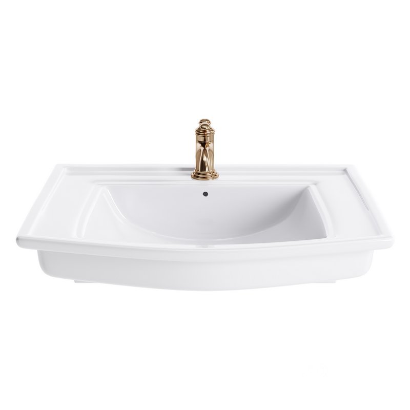 Logmey 20 Inch Wall Mount Bathroom Vessel Sink - White Porcelain Ceramic, Rectangle 20x14 Inches, Floating Design