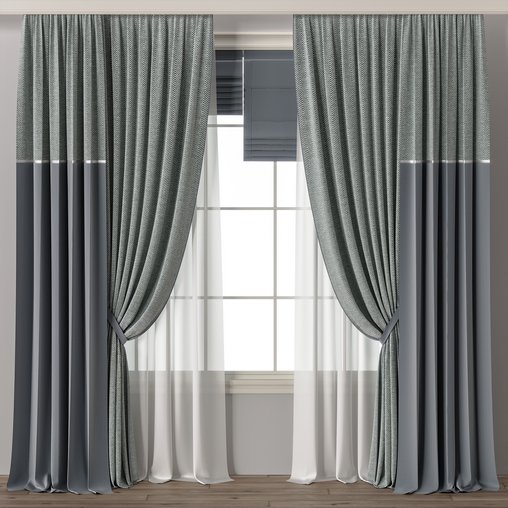 Curtain modern 20 3d model Download  Buy 3dbrute