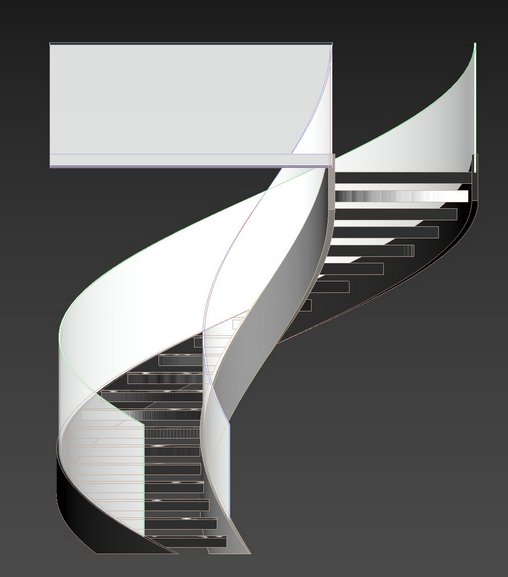 circular stair with glass railing