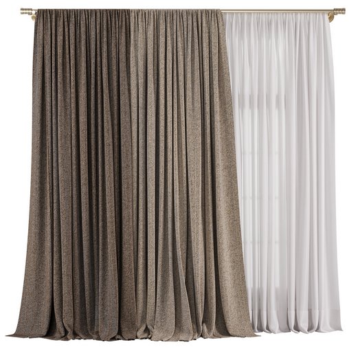 Curtain with tulle 39 3d model Download  Buy 3dbrute