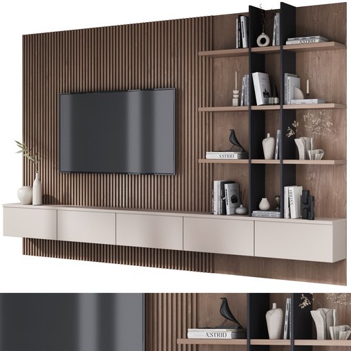 TV wall decor set26 3d model Download  Buy 3dbrute