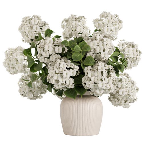 Hydrangea Bouquet in Textured Ceramic Vase 3 Color Variants 3d model Download  Buy 3dbrute