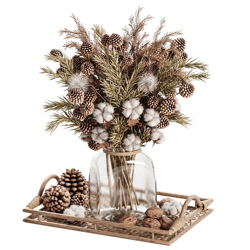 Rustic_Winter_Centerpiece_with_Pinecones_and_Cotton_Flowers 3d model Download  Buy 3dbrute