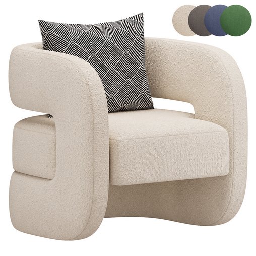 Unique Design Fabric Accent Chair 3d model Download  Buy 3dbrute