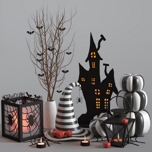 halloween_decorative_set_02 3d model Download  Buy 3dbrute