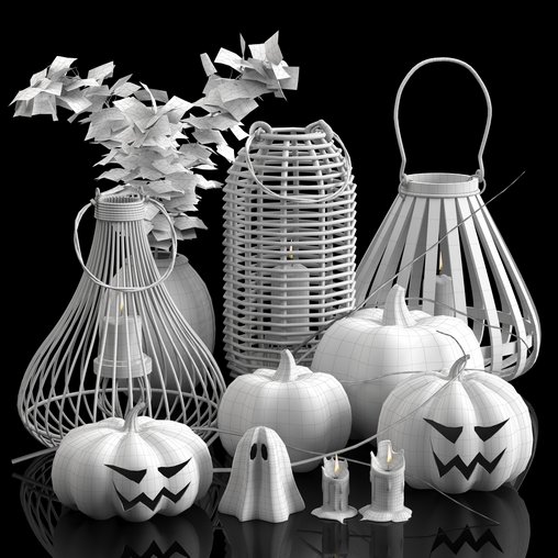 Halloween_1_decorative_set 3d model Download  Buy 3dbrute