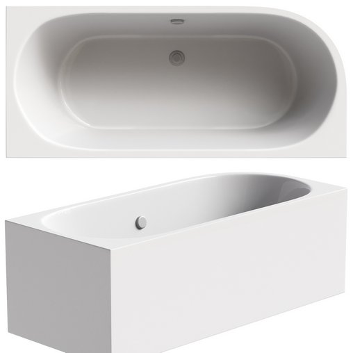 Acrylic bathtub Cezares Metauro Corner L 180x80 cm with frame asymmetrical 3d model Download  Buy 3dbrute