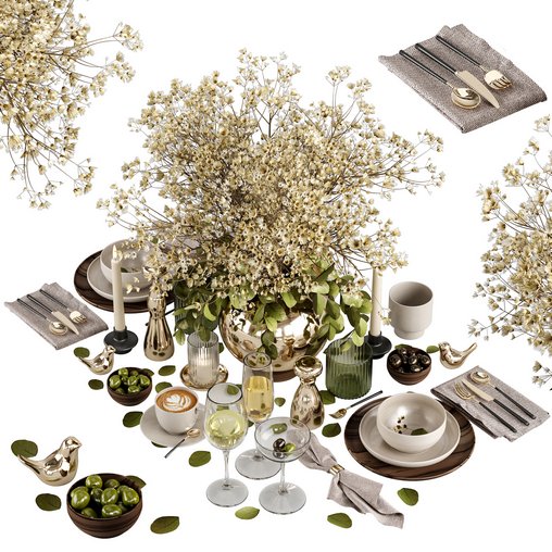 Tableware Decor set6 3d model Download  Buy 3dbrute