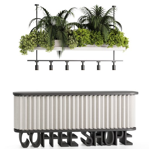 Reception Desk With Hanging Plants - Set11 3d model Download  Buy 3dbrute