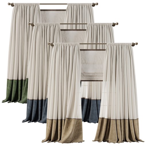 Two Tone Velvet Bottom Curtains 61 3d model Download  Buy 3dbrute