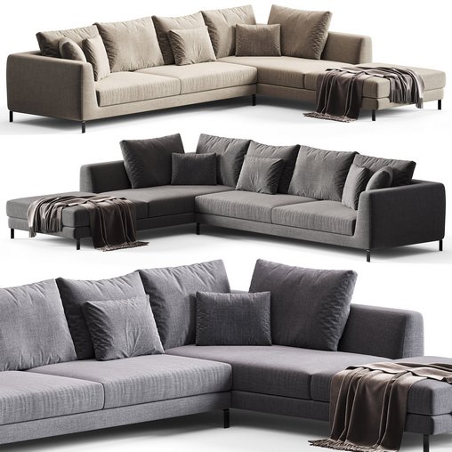 Ray Corner Sectional Sofa By B&B ITALIA 3d model Download  Buy 3dbrute