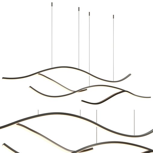 Jetia Odern Wave Pendant Light, 11" Black And Gold Doe Shade, LED