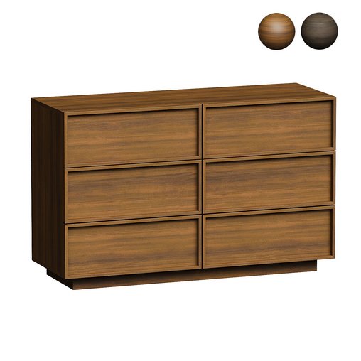 Osaka Six Drawer Walnut 3d model Download  Buy 3dbrute