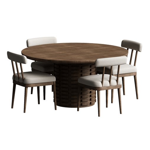 Arcos Oak Wood Dining Table chair 3d model Download  Buy 3dbrute