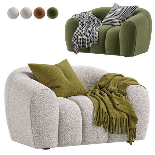 Armchair chenille Tylan 3d model Download  Buy 3dbrute