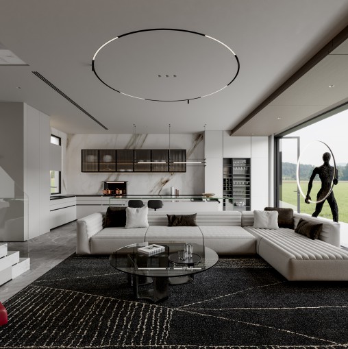 Modern living and dining room
