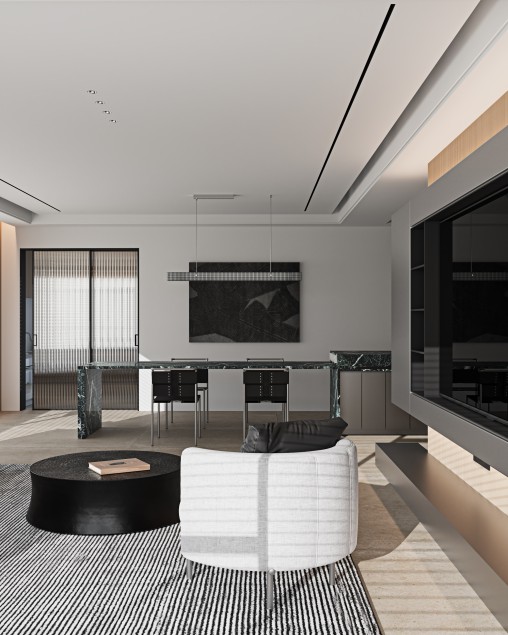 Modern living and dining room