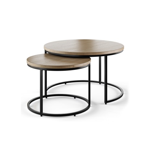 Set of 2 oak nesting coffee tables