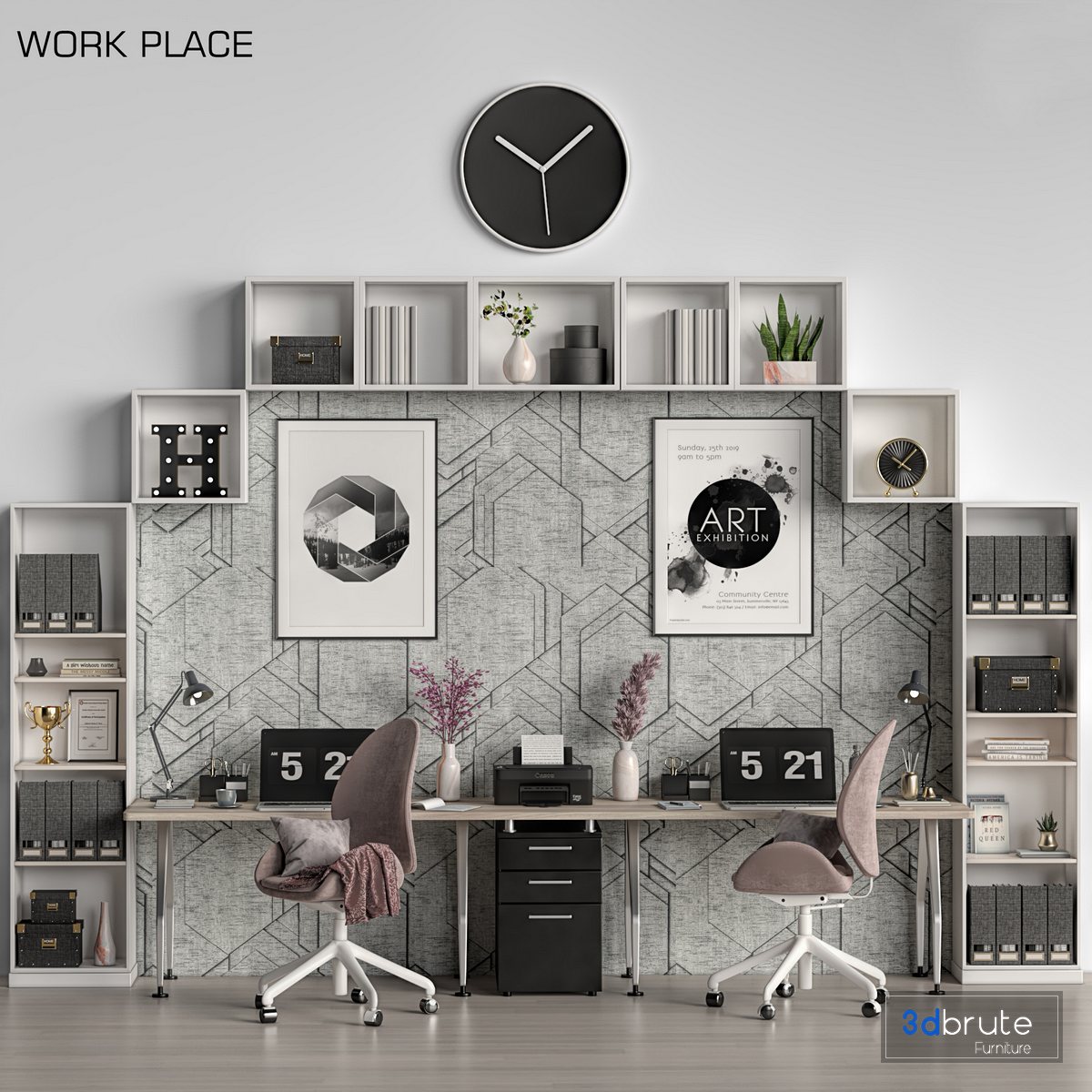 work place 15 3d model Buy Download 3dbrute