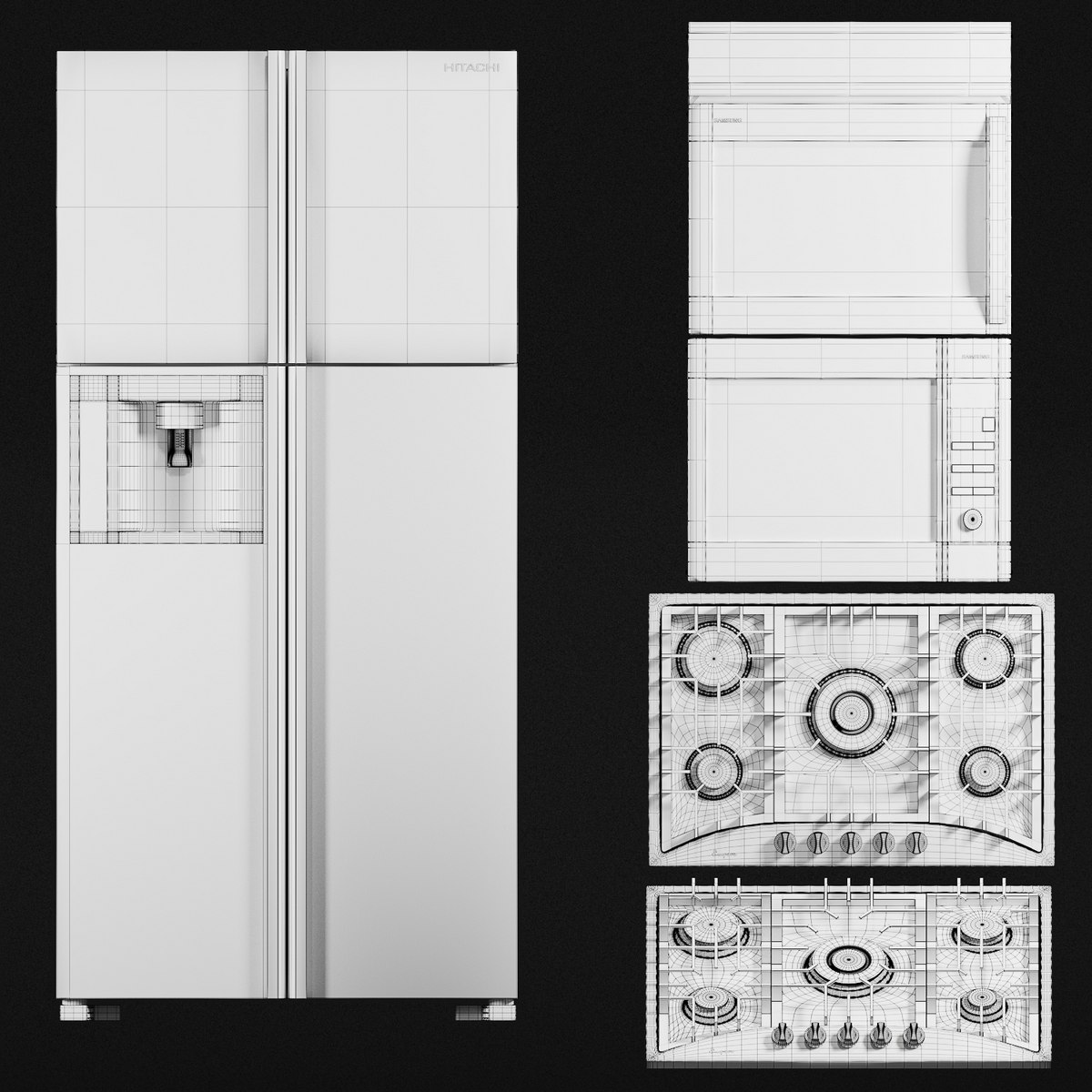 Kitchen Appliances - 3D Model for Corona, VRay