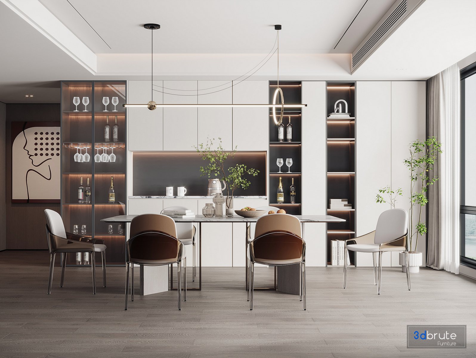 Modern Dining Room 3d model Buy Download 3dbrute