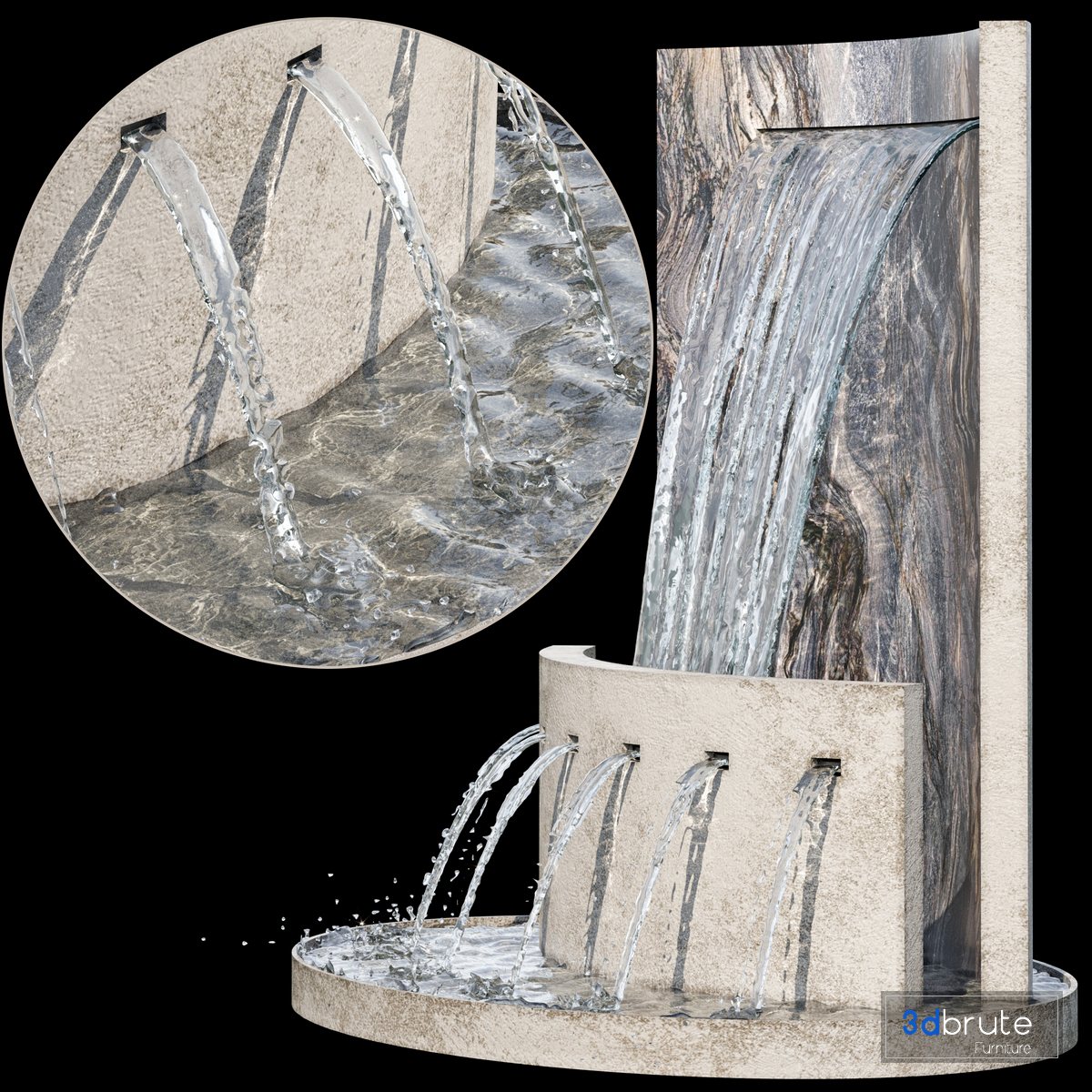 Waterfall fountains cascade 08 3d model Buy Download 3dbrute