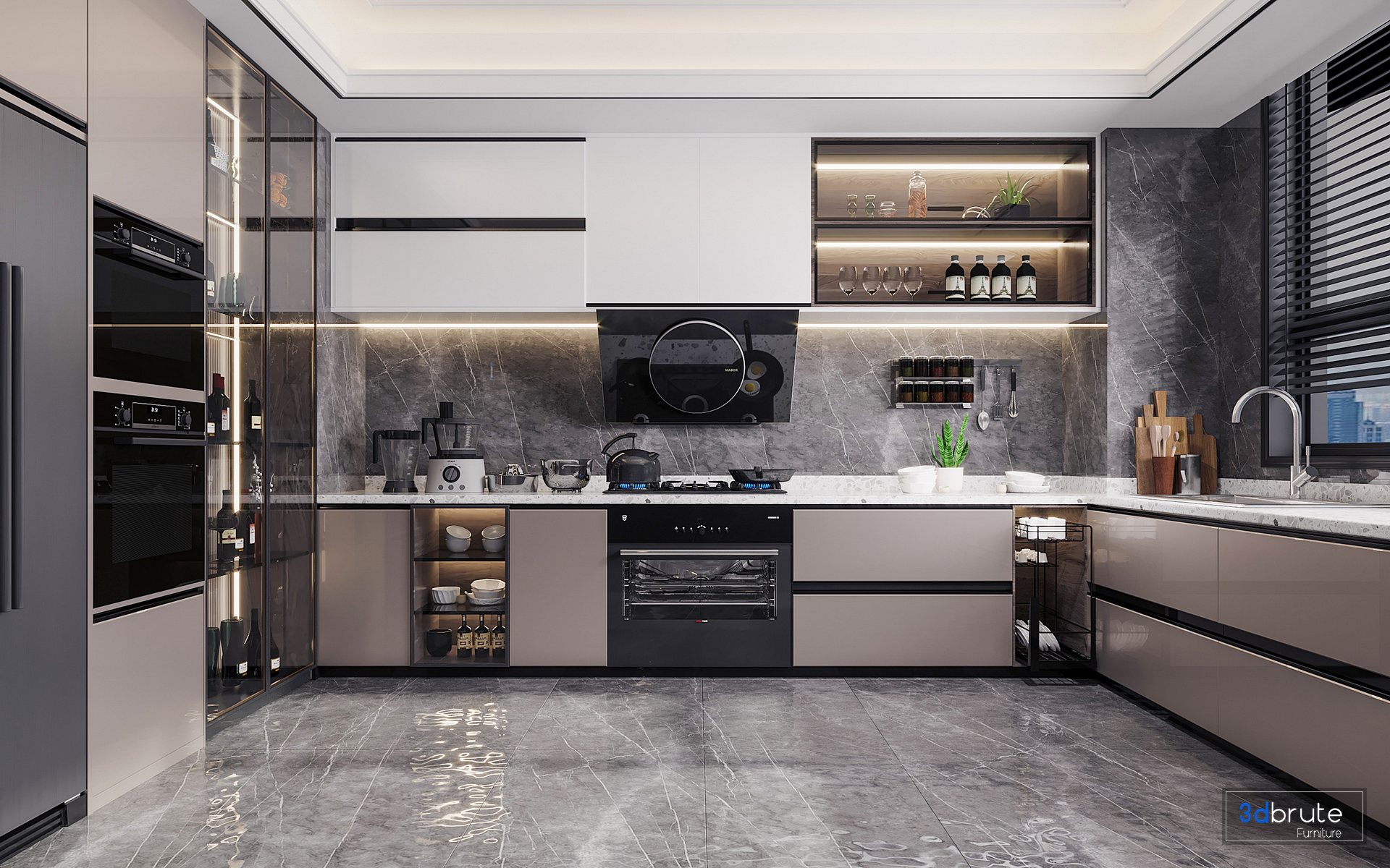 modern kitchen 3d model Buy Download 3dbrute