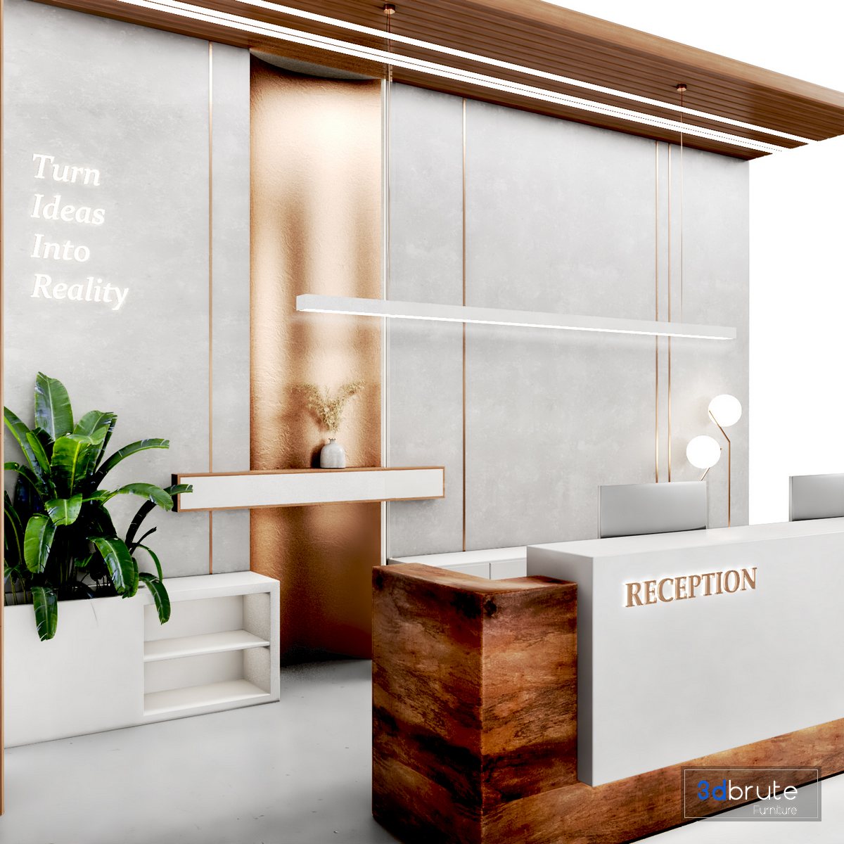 Reception 11 minimal,lobby 3d model Buy Download 3dbrute