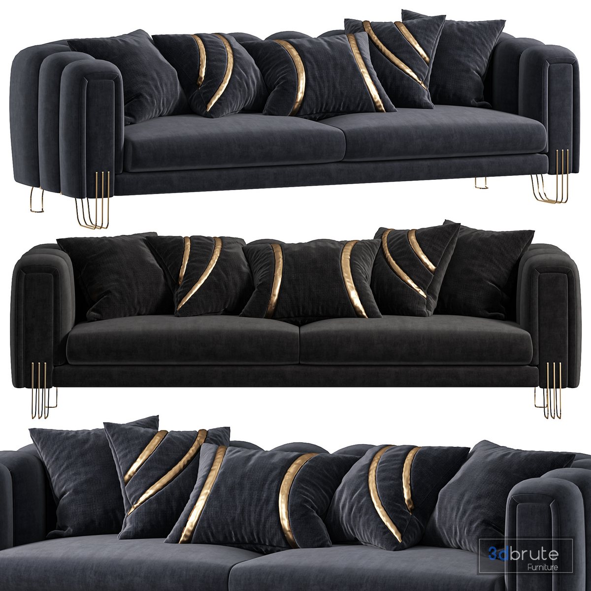 Almira Fabric Velvet Sofa 3d model Buy Download 3dbrute