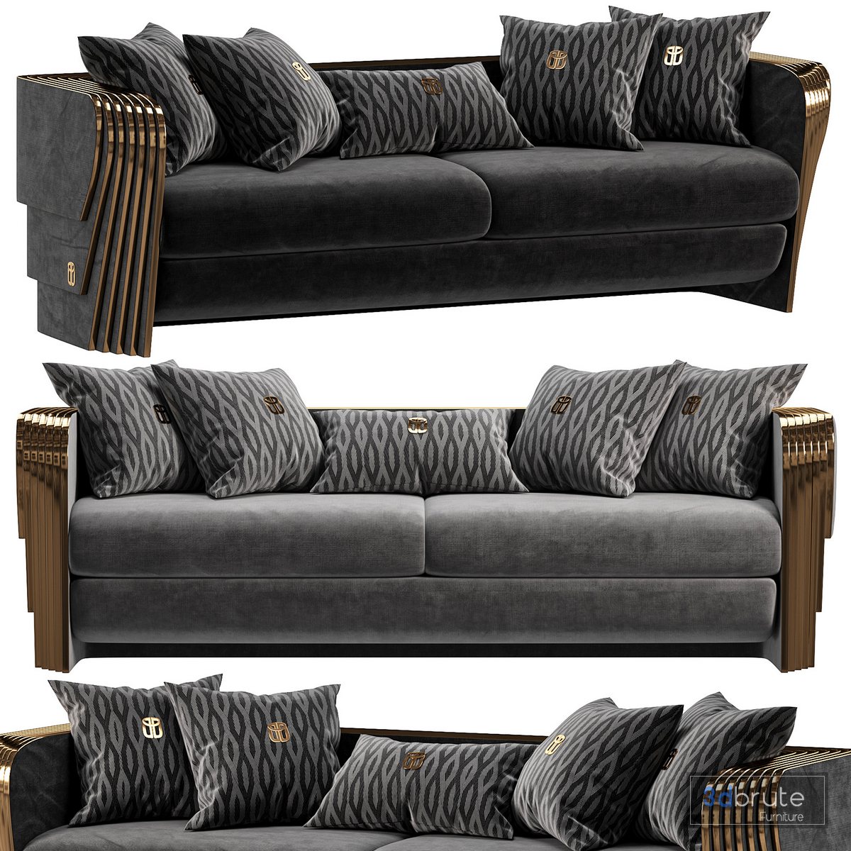 Angelas Luxury Metal Sofa 3d model Buy Download 3dbrute
