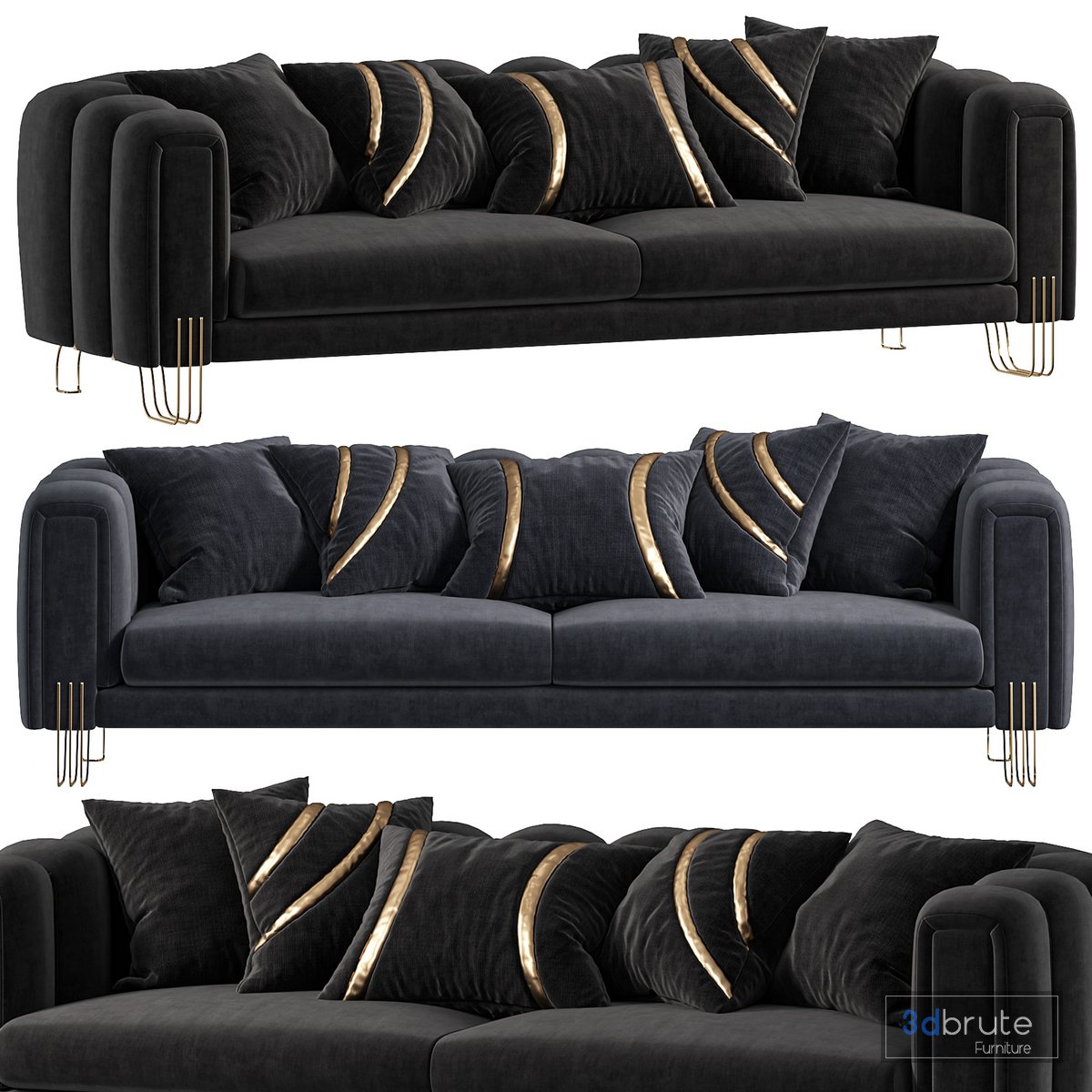 Almira Fabric Velvet Sofa 3d model Buy Download 3dbrute
