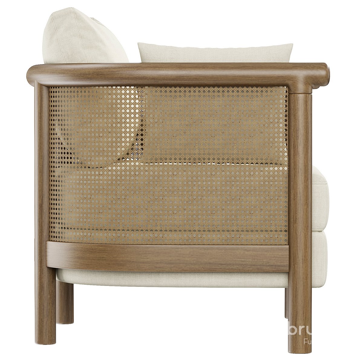 Soho Home Sydney Cane Armchair, Washed Linen Flax, US