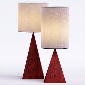 Triangular wooden bedside lamp