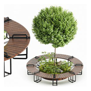 Wooden Modern Trendy Design Round Circular Park Bench