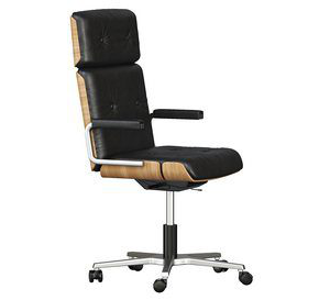 Black leather Giroflex Swivel office chair by Martin Stoll