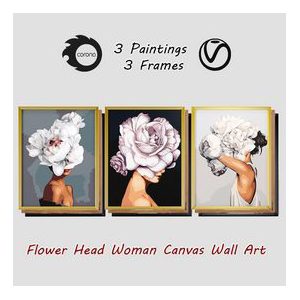 Art Frames 3- 3 Art Flower Head Woman By 3 Frames