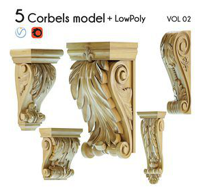 5 Corbels model - LowPoly Vol 2